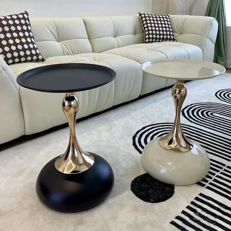 small apartment European wrought iron corner balcony mobile coffee bedroom bedside small round table sofa edge