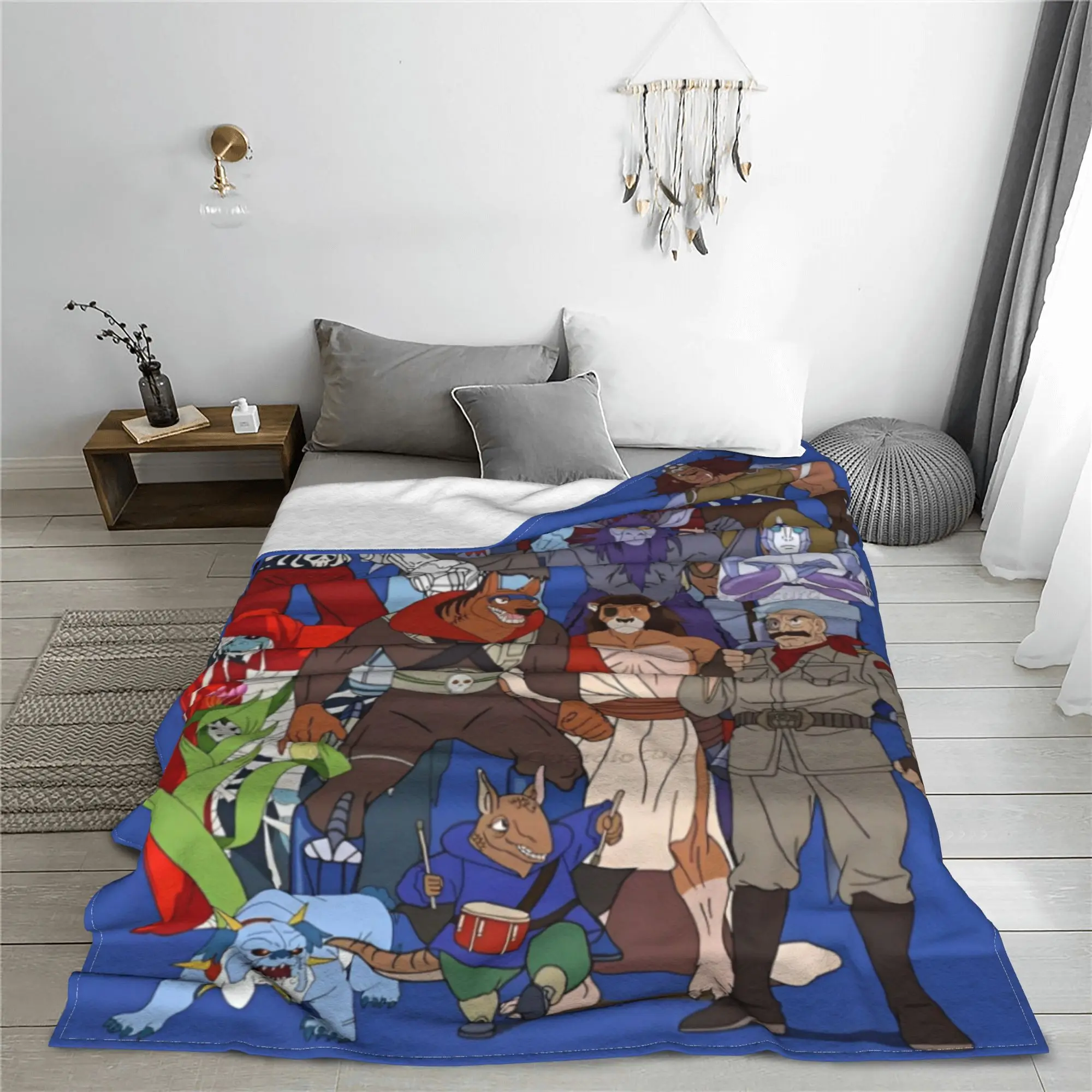 Thundercats Anime Cartoon Flannel Blanket ‌Lion-O‌ Tygra‌ Panthro‌ Vintage Throw Blanket Bed Sofa Couch 150*125cm Rug Piece Soft