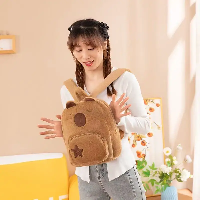 كابيبارا حقيبة ظهر قطيفة Kawaii موضة بلوشي دمية الفراء حقيبة الأطفال حقيبة كتف حقيبة صغيرة حقائب هدايا لصديقتك