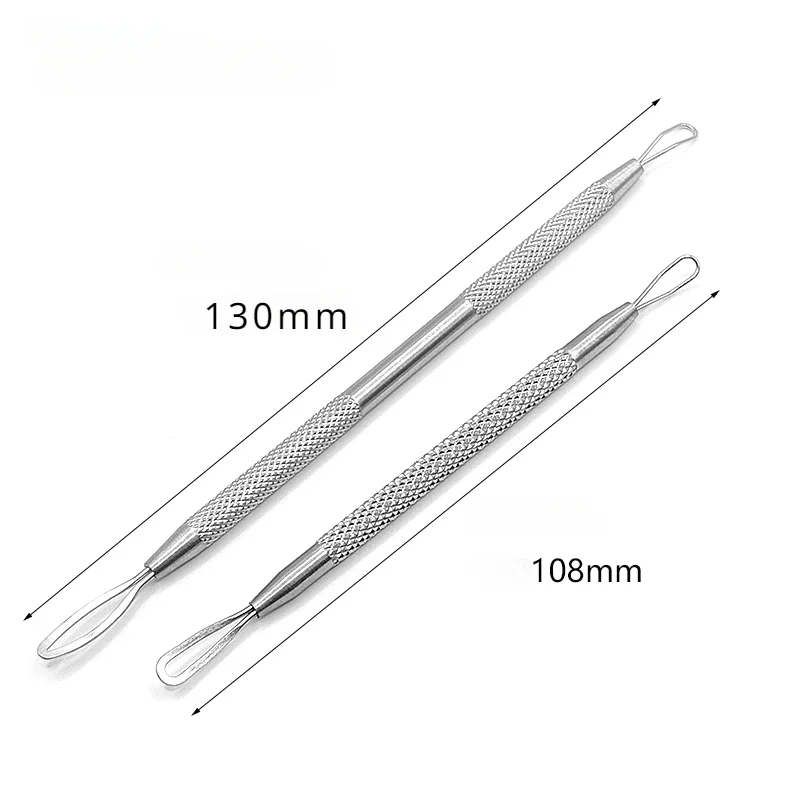 2PC Acne Blemish Pimple Extractor Tool Professional Stainless Steel Double Ended Blackhead Comedone Remover Face Clean Tools