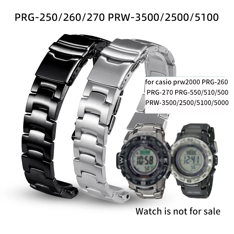 

For casio prw2000 PRG-260 PRG-270 PRG-550/510/500 PRW-3500/2500/5100/5000 tainless Steel Watchband watch band solid steel strap