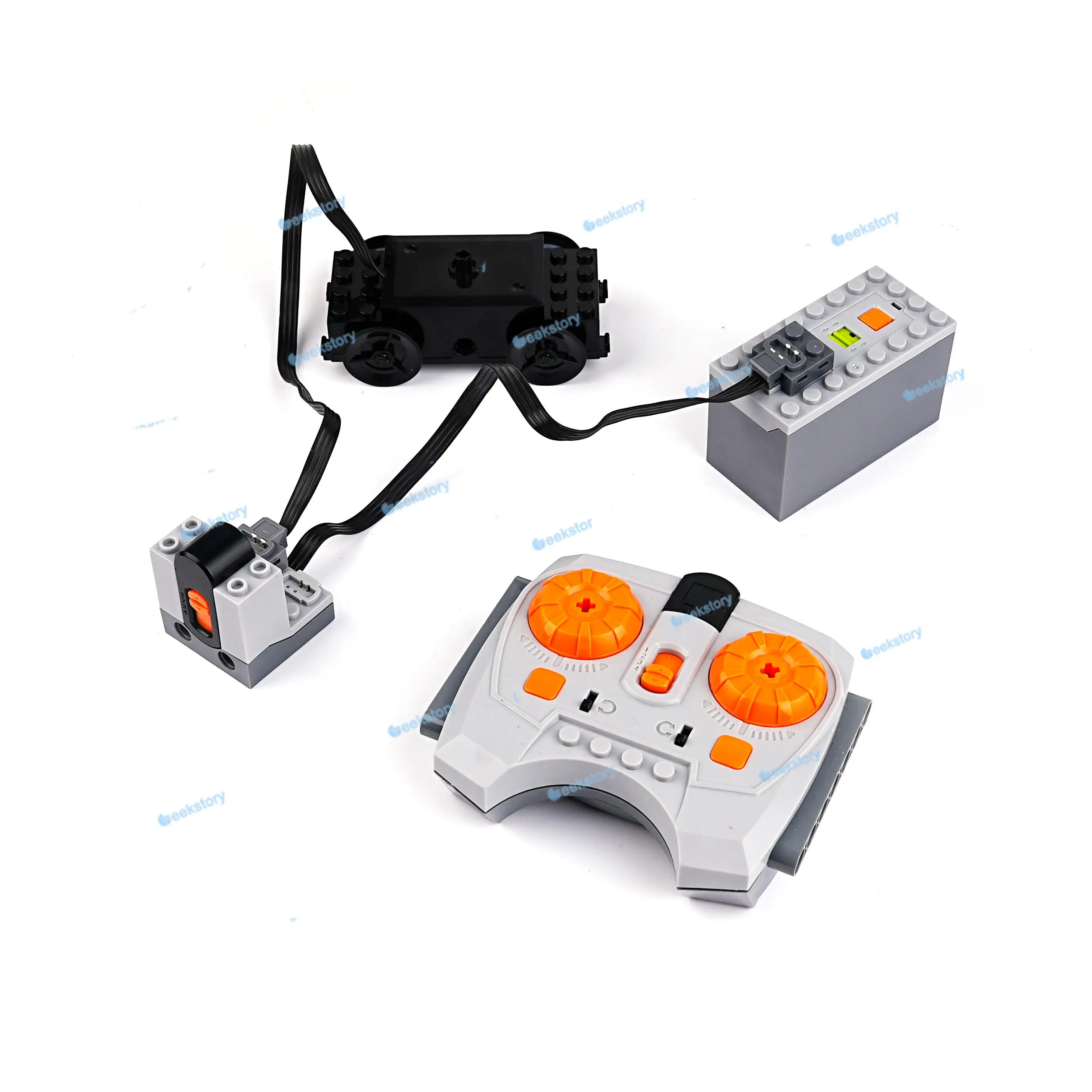Tecnologia de motor de trilha de trem, blocos de construção, funções de energia, peças com controle remoto infravermelho, conjunto 88002, tijolos moc pf, brinquedos diy