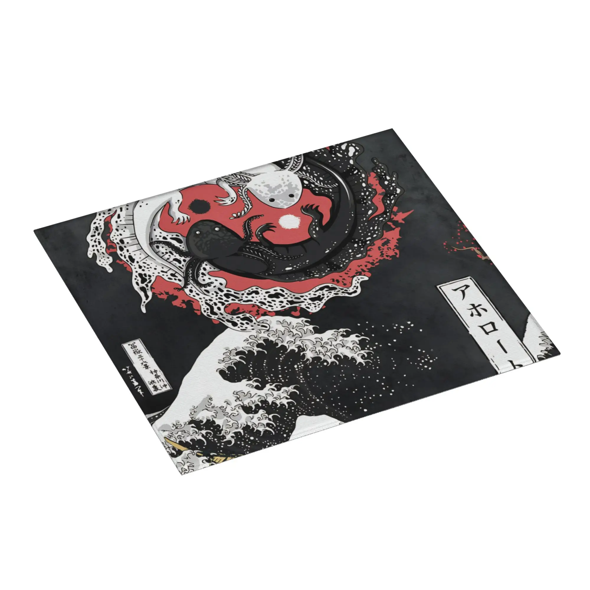 Yin Yang Axolotl The Great Wave off Kanagawa Non Slip Kitchen Counter Protector Mat Barware Tableware Drying Mat For Kitchen
