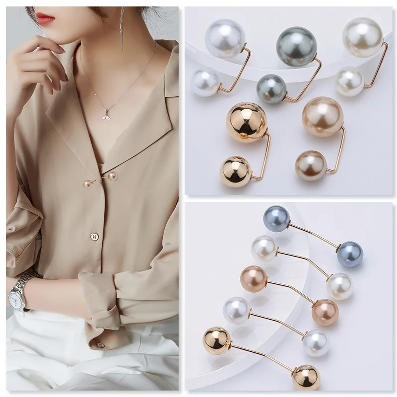 3 قطعة إكسسوارات الملابس بروش اللؤلؤ انفصال مزدوج رئيس دبوس الخصر كليب مجوهرات الإكسسوارات متعددة الوظائف السراويل دبوس النساء #1