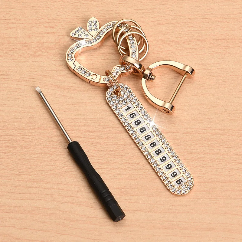 New Fashion Rhinestone Metal Keychain High Quality Men Women Anti-lost Car Keyring Bags Hanging Ornaments Key Accessories