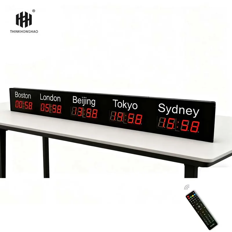 LED Digital Display World Clock Displays 5 Time Zones with GPS Automatic Calibration Time