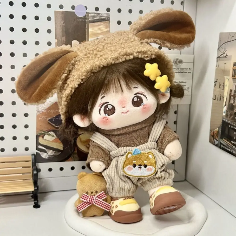 

Onesuit 20cm Cotton Doll Clothes Plush Head Cover Doll Winter Outfit Dress Lovely Doll Dress Up Set Doll Accessories