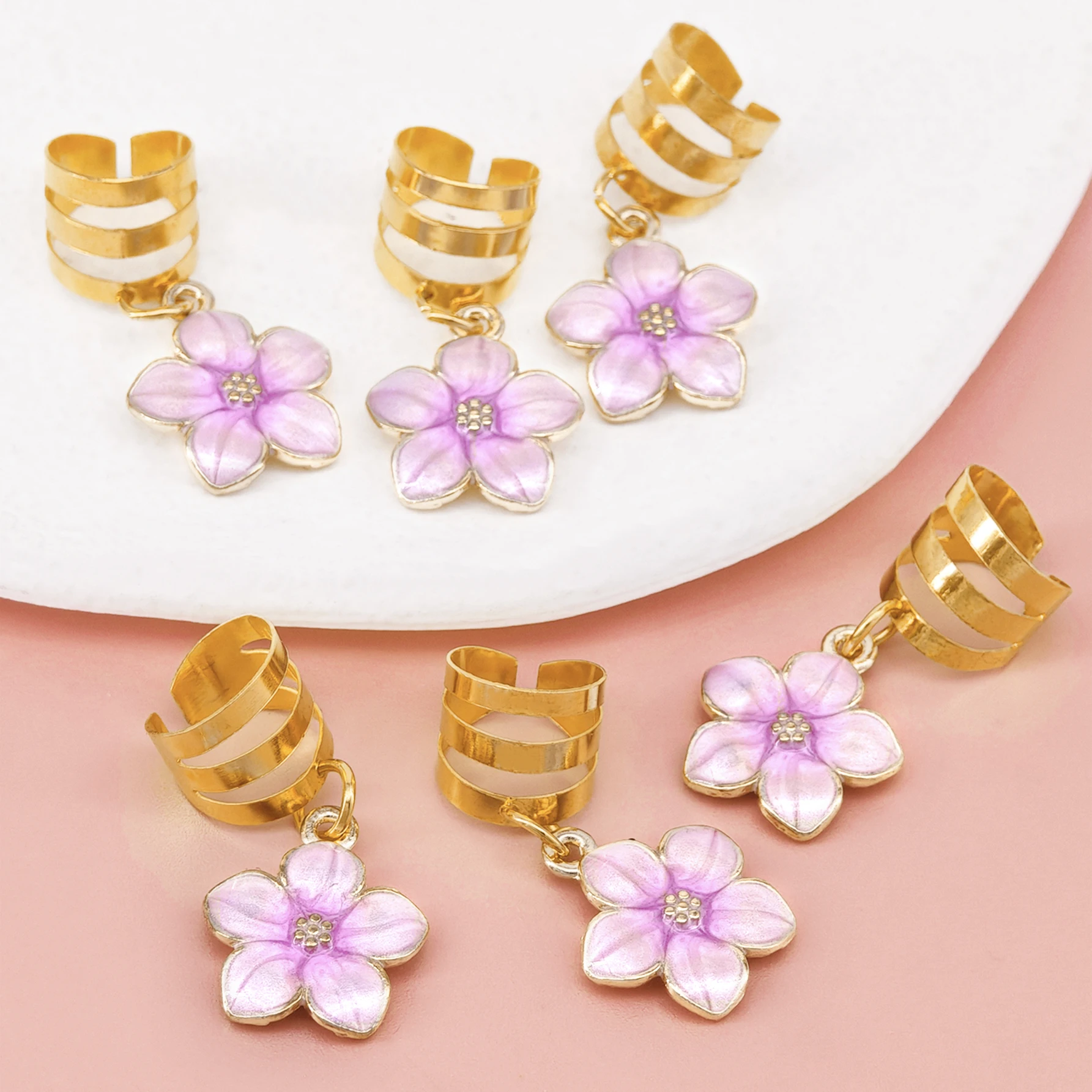 6pcs Flower Decor Hair Clip Set, Dreadlocks & Braid Accessories