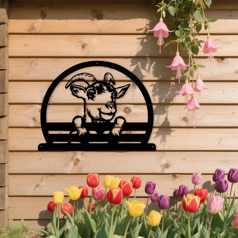 Brand Rustic Goat Metal Wall Art Farmhouse Animal Sign Outdoor Porch Garden Home Decor Cute Black Flat Silhouette Decoration