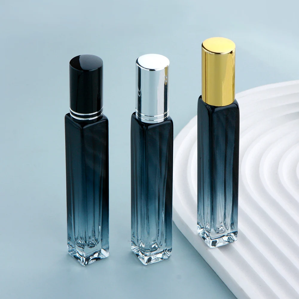 10/20/30Pcs 10ml Thich Glass Perfume Bottle High Quality Square Refillable Perfume Spray Bottles Gradient Blue Man Parfum Bottle
