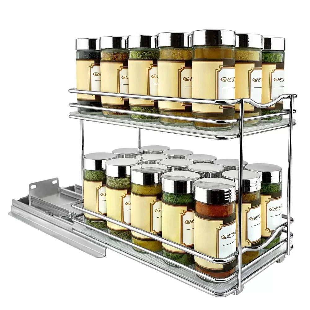 Slide Out Double Spice Rack Upper Cabinet Organizer 6