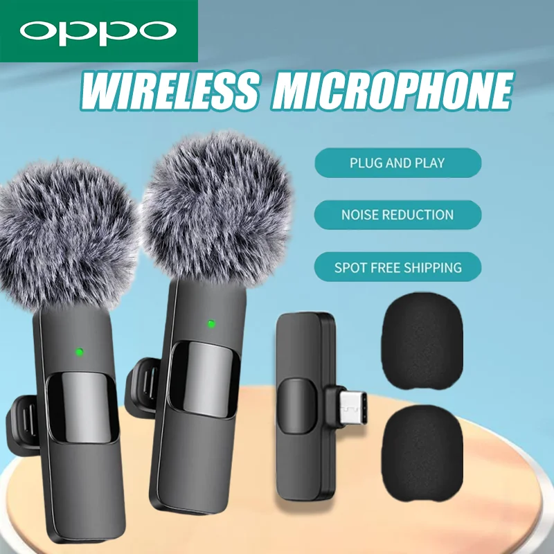 

OPPO Mini Wireless Lavalier Microphone Portable for Live Broadcast Gaming Audio Video Recording iPhone Android