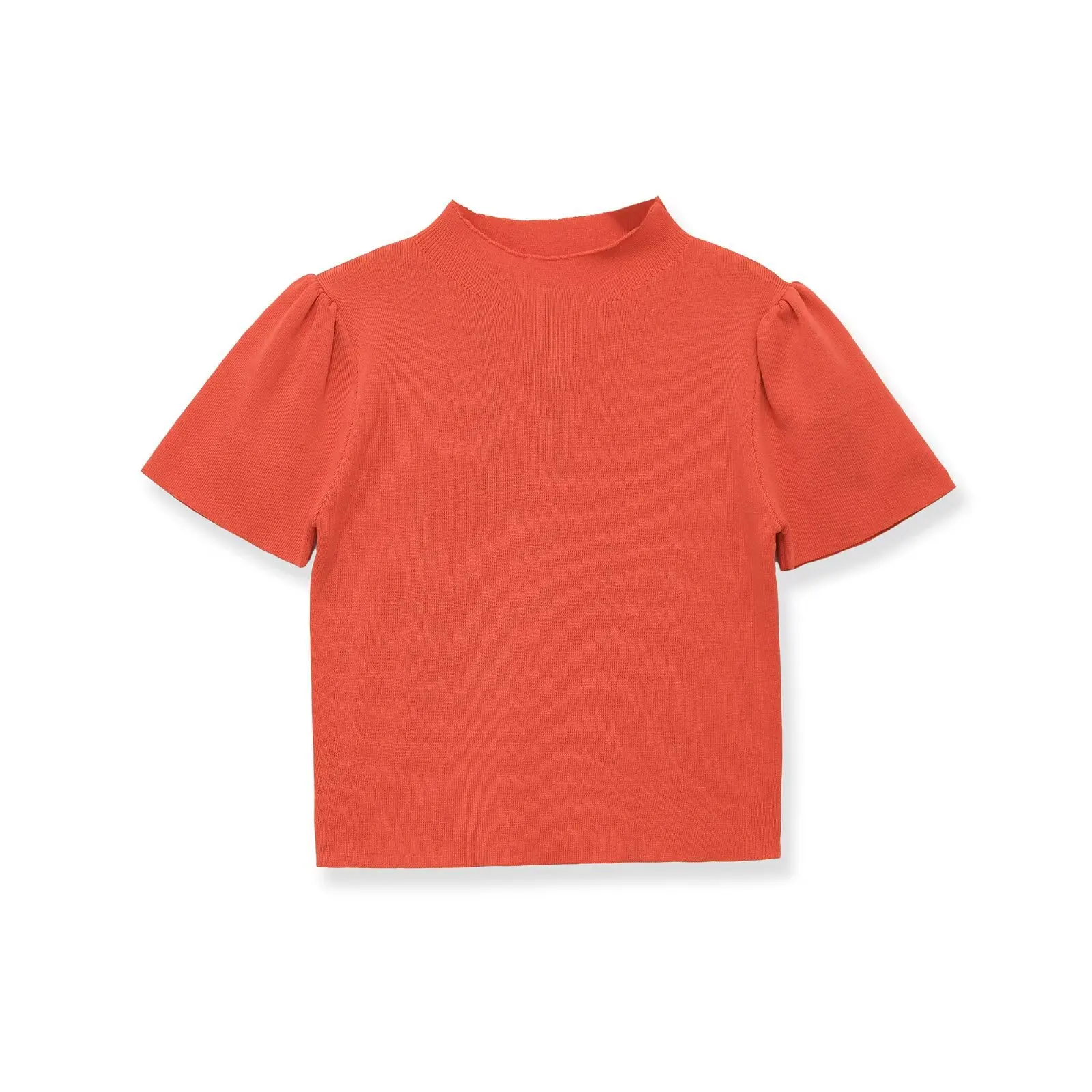Withered 2026 Spring New Fashionable Style Half High Neck Short Sleeve Slim Fit Versatile Knitted Shirt For Women