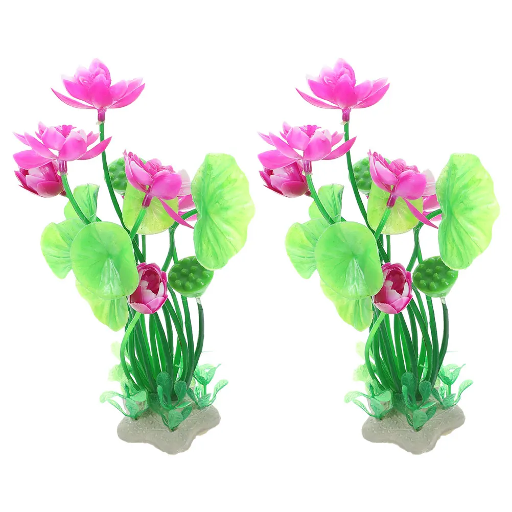 

2pcs aquatic Lotus Decoration Aquarium Plant Decors Fake Plants For Underwater Ornament Aquarium Decorations Small Fish Tank