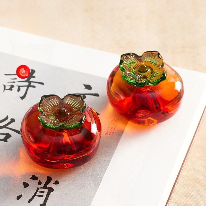 Paperweight Persimmon Glazed Ruler Paperweight Ruler Pen Brush Calligraphy Special for Beginners and Students