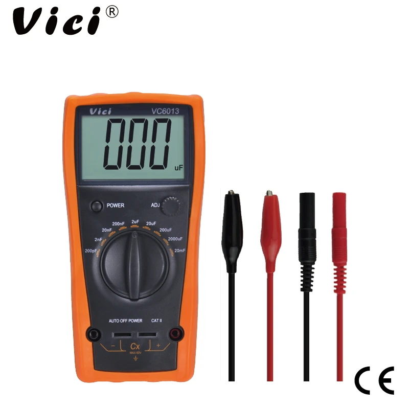 VC6013 Digital Auto Ranging Capacitance Meter 0.1pF to 20mF LCD Display Electronic Cables Switches PCB Circuit Capacitor Tester