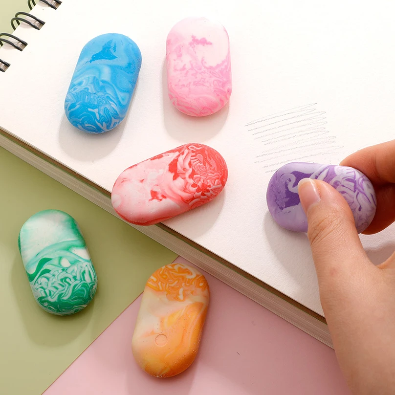 1Pcs Marbled Eraser Kawaii Stationery Gomas De Borrar Office Supplies School Erasers For Kids Fournitures Scolaires Rubber