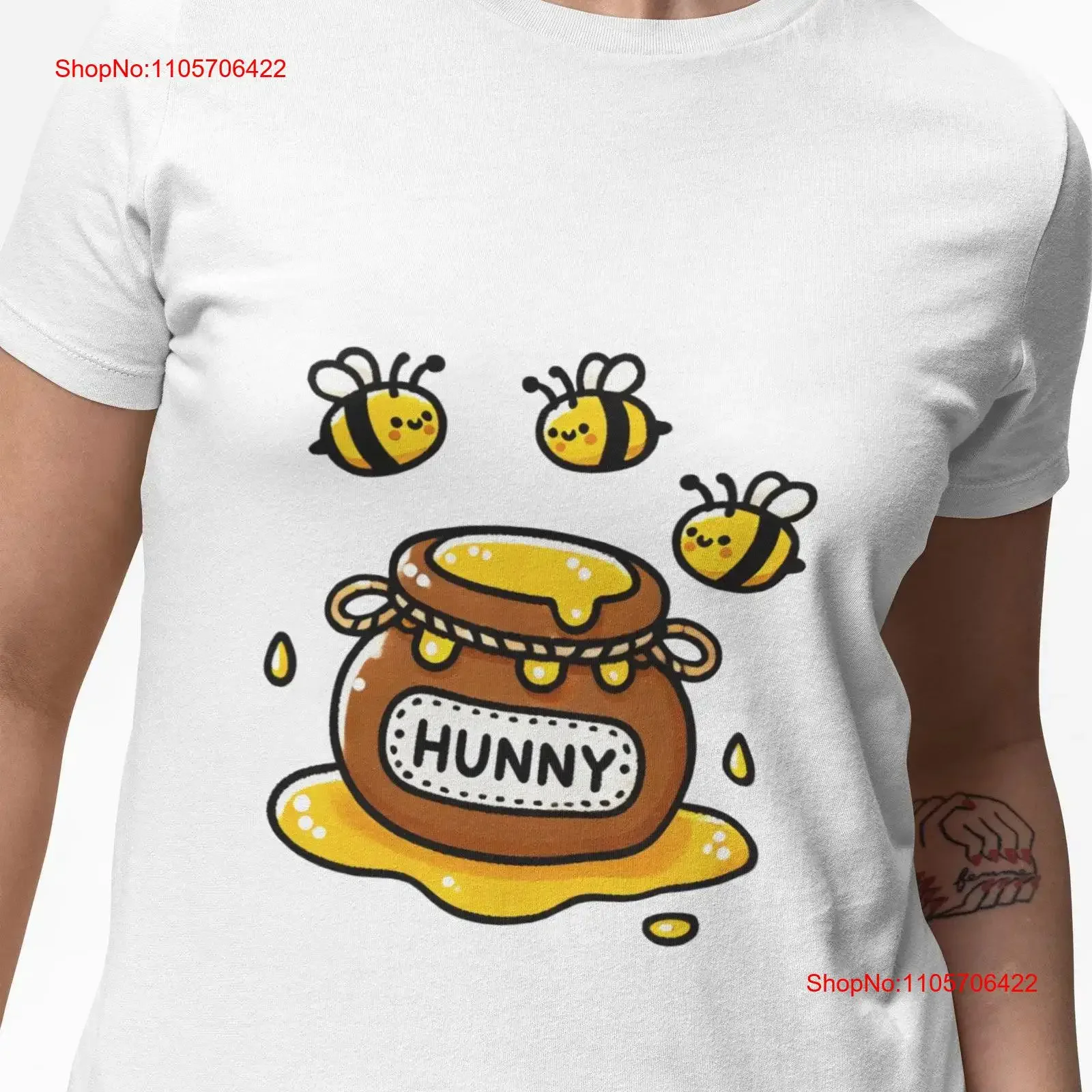 Kawaii Honey Pot with Happy Bees T Shirt Cute Bumblebee Novelty Bee Lovers Enthusiasts Top Idea vintage Washed streetwear