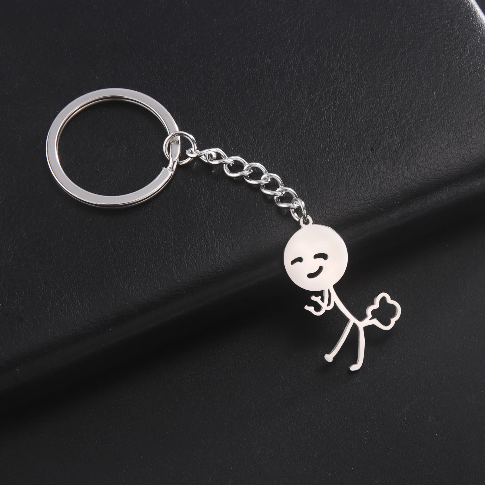 Cooltime Lustige Parodie Furz Stickman Anhänger Schlüsselanhänger Edelstahl Hiphop Schlüsselanhänger für Männer Frauen Schmuck Geschenk Neu In – Detail 13