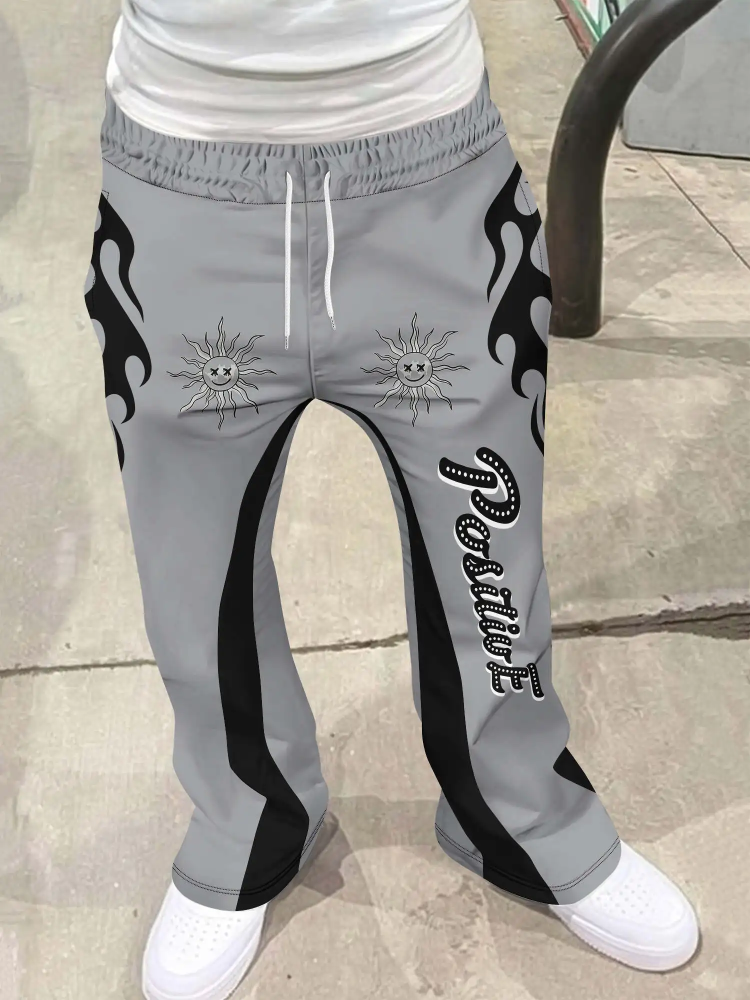 

Y2k Flared Pants Men Loose 3D Print Trousers Casual Sweatpants Mid Waist Sporty Female Clothes Streetwear Hip Hop Vintage Pants