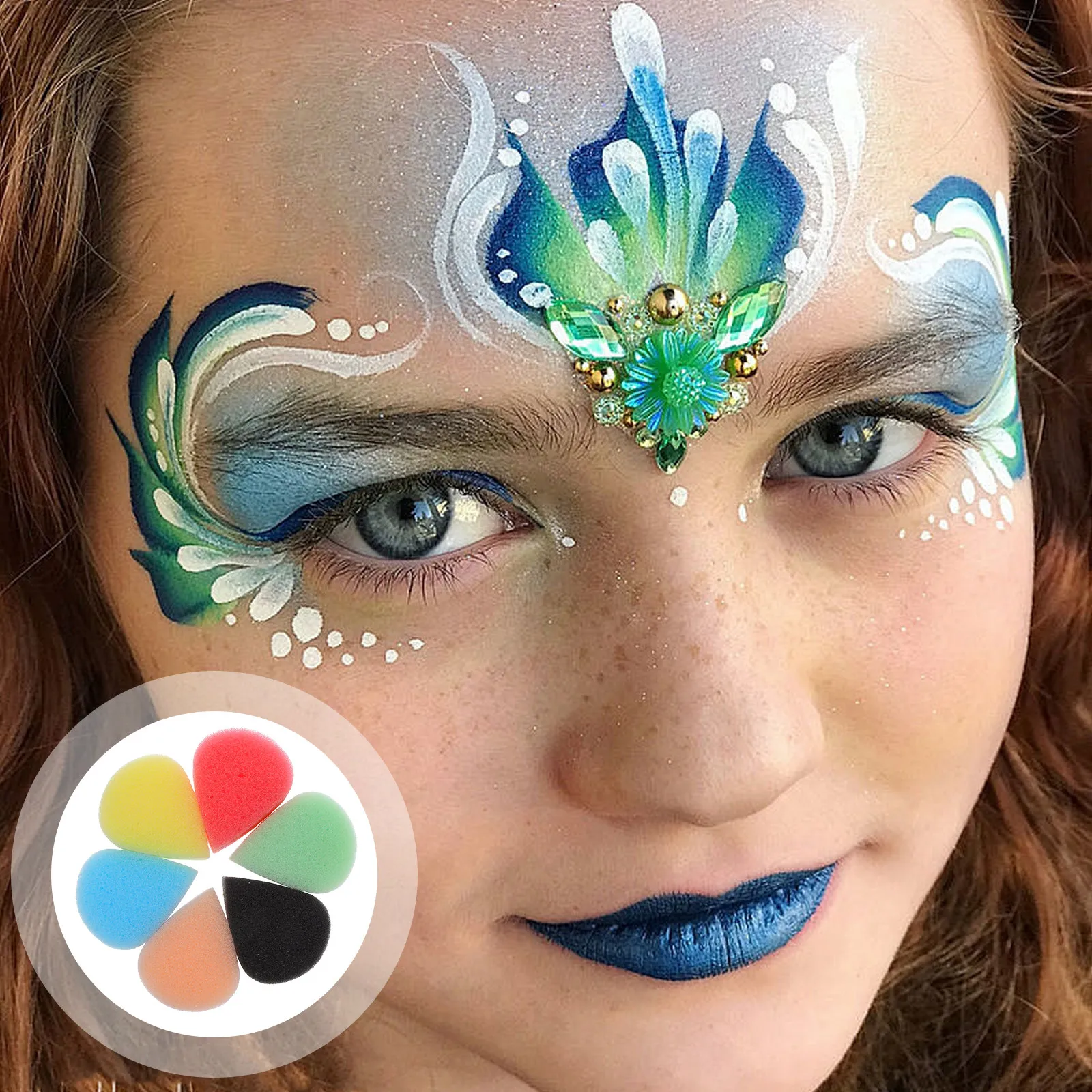 6Pcs Face Painting Sponges Tear Drop Shaped Makeup Body Paint Tools for Art Work Drawing Halloween Christmas Festival