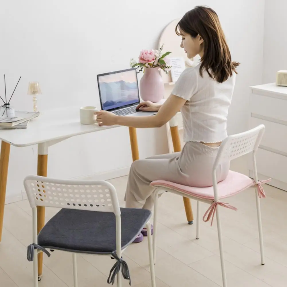 Non-slip Chair Cushion for Hard Seats Warm Plush Seat Pad for Office Chairs Plush Chair Cushion with Ties Soft for Office