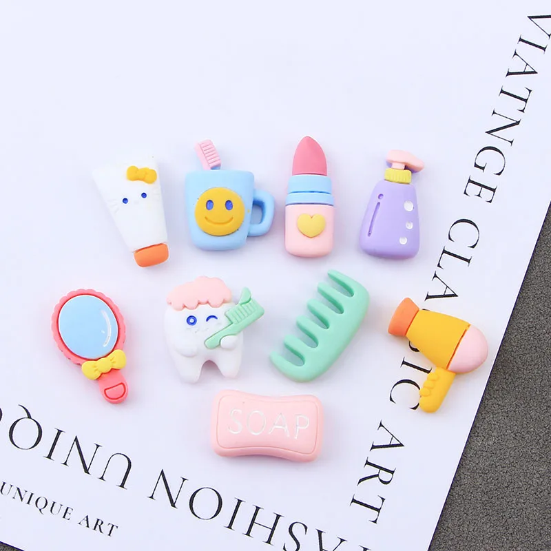 New Arrival 50/200pcs Kawaii Resin Flatback Mini Daily Necessities Simulation Mirror Blower Cabochon Dollhouse Crafts Accessorie