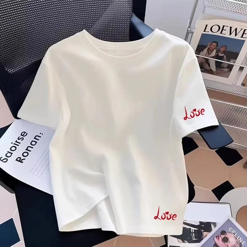 

Womens T-shirts Love Printing Cotton Casual O-Neck Short Sleeve Outdoor Sports Jogging Clothes 2026 Summer Best Seller Tees Tops