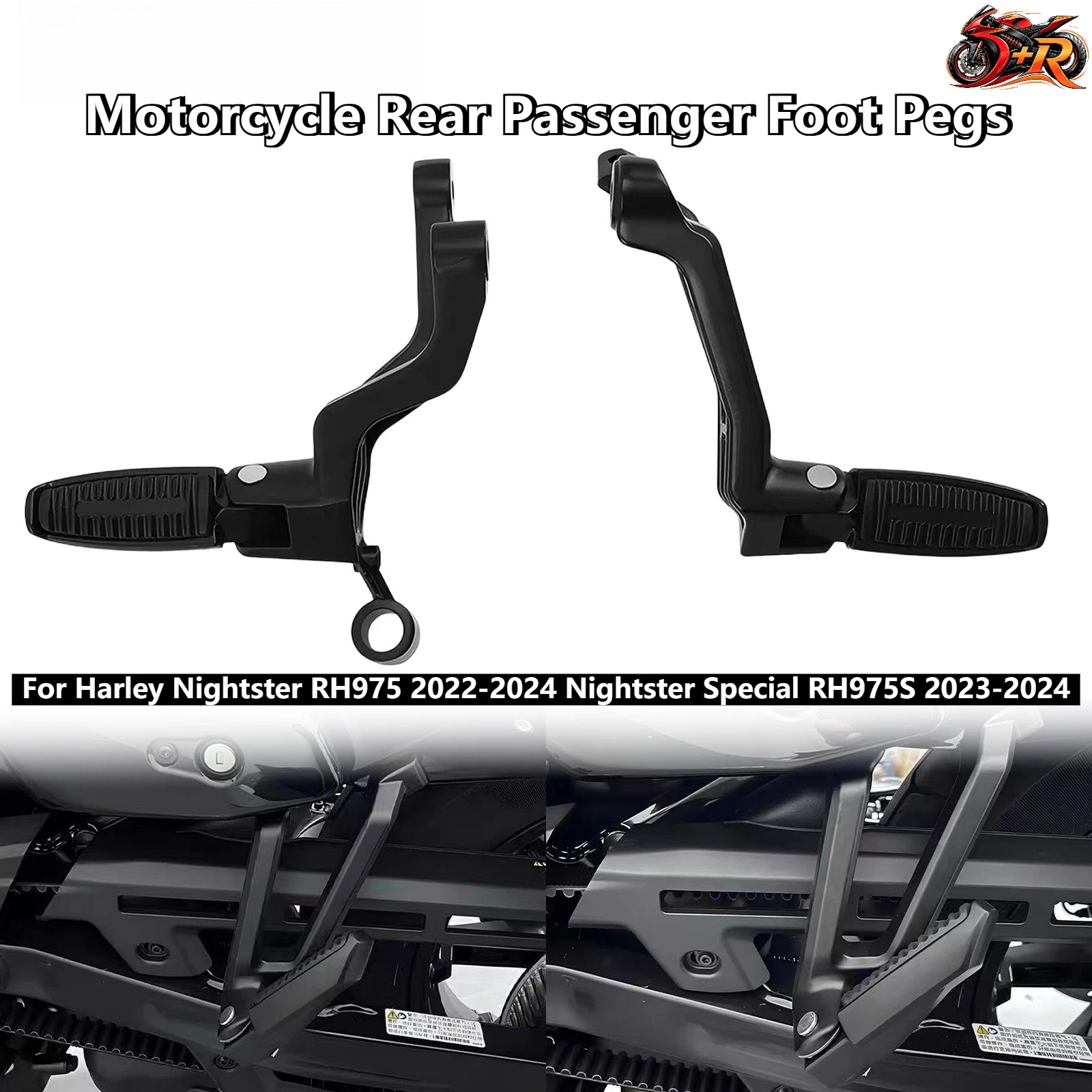 

New Motorcycle Rear Passenger Foot Pegs For Harley Nightster RH975 2022-2024 Nightster Special RH975S 2023-2024