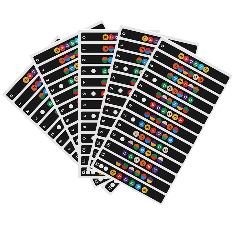 3-6Sheets/Pack Guitar Fretboard Note Map Stickers Color Coded Scale Learning Aids Beginner Practice Props Fingerboard Decals ZYF