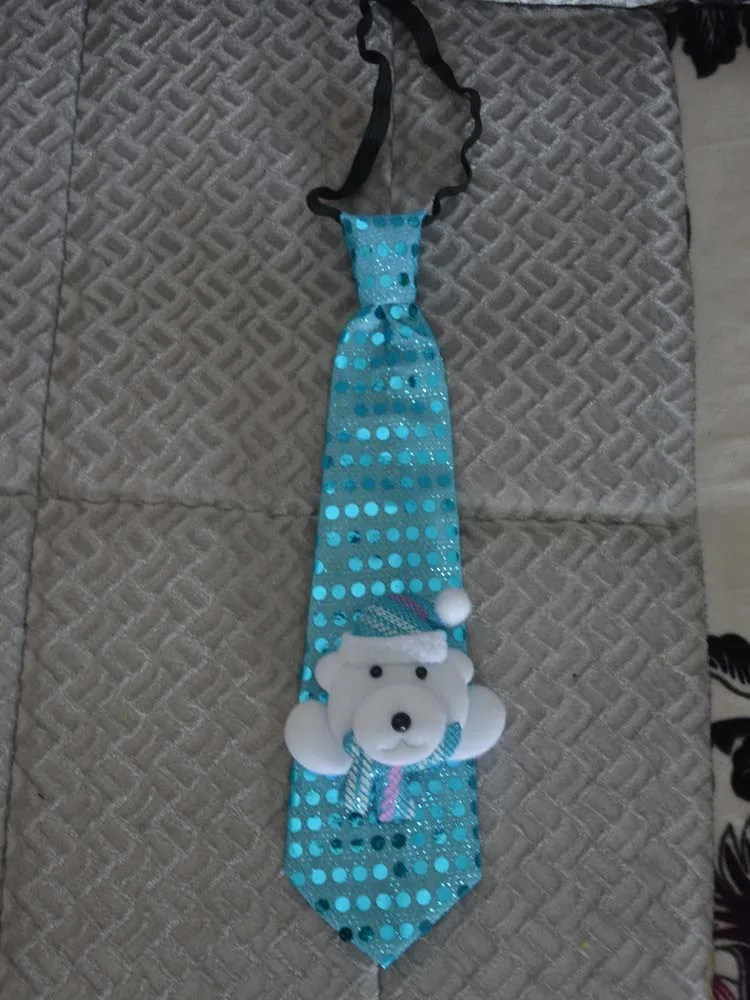 1pcs Glow Light Up Sequin Tie Necktie Red Blue Santa Claus Snowflake Bear Neck Tie Gift   Decoration Wedding Festival image 4