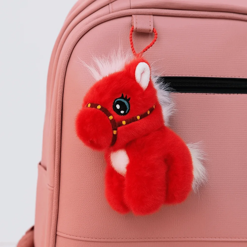 بلون أفخم الحصان المفاتيح التميمة لينة أفخم الحصان دمية قلادة الكرتون رقيق محشوة الحيوان كيرينغ سنة الحصان #1