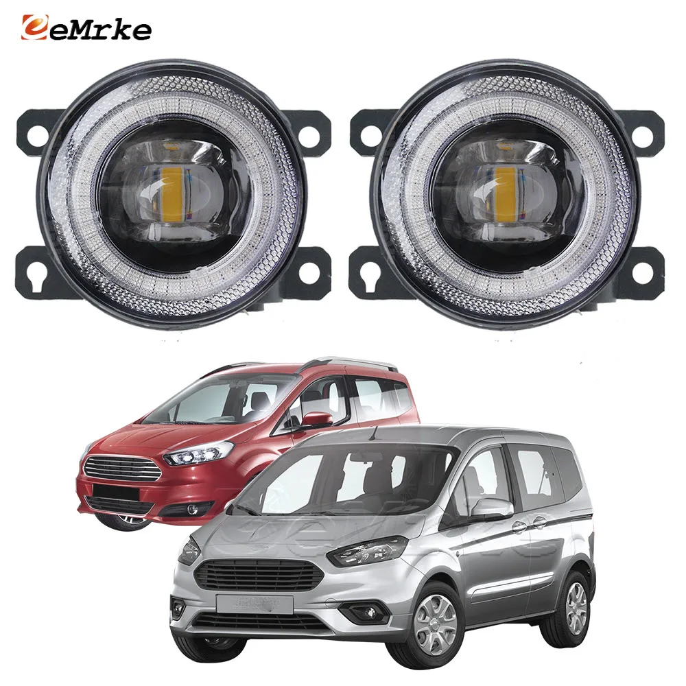 

Led Car Fog Lamp Assembly Lens for Ford Tourneo Transit Courier 2014-2020 with Daytime Running Light Halo Angel Eyes DRL Ring