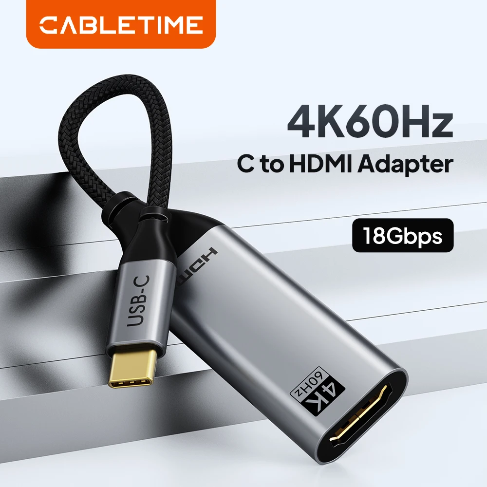 CABLETIME HDMI To USB Type C Adapter 4K 60Hz USB 3.1 for iPhone MacBook Pro Air iPad Samsung USB C To HDMI Converter Cable