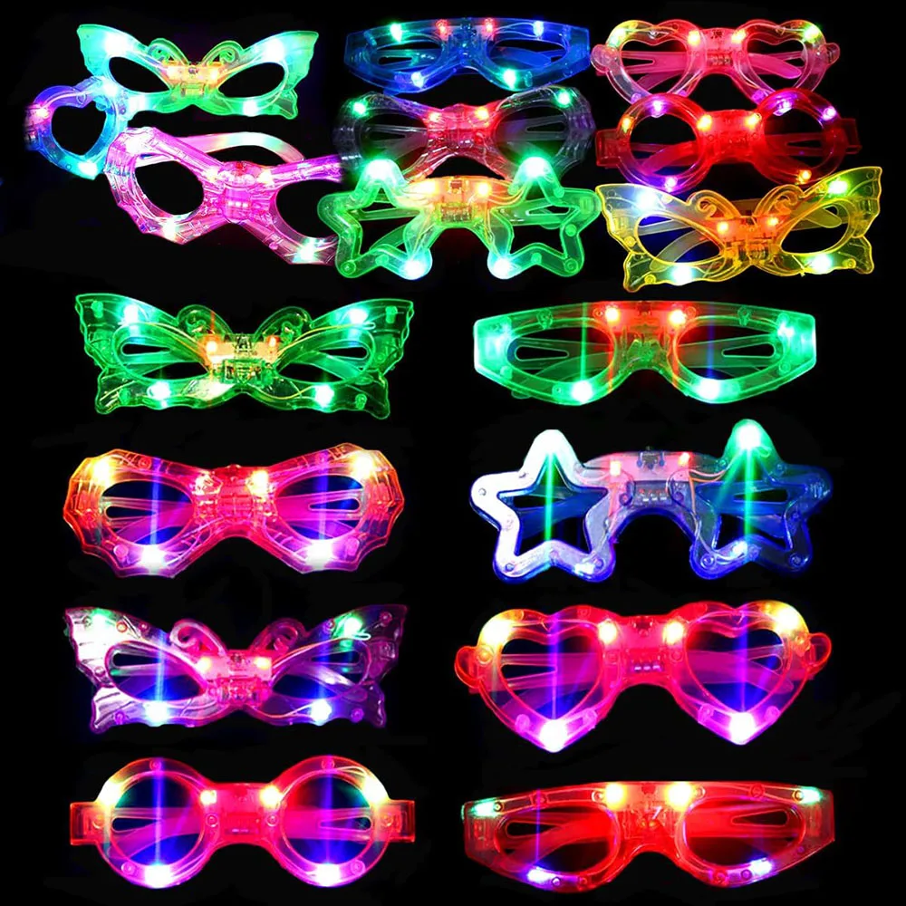 10/20/30 Pcs LED Glasses Glow in the dark Wedding Birthday Party Supplies Favor Neon Light up Sunglasses Flashing Kids Toys