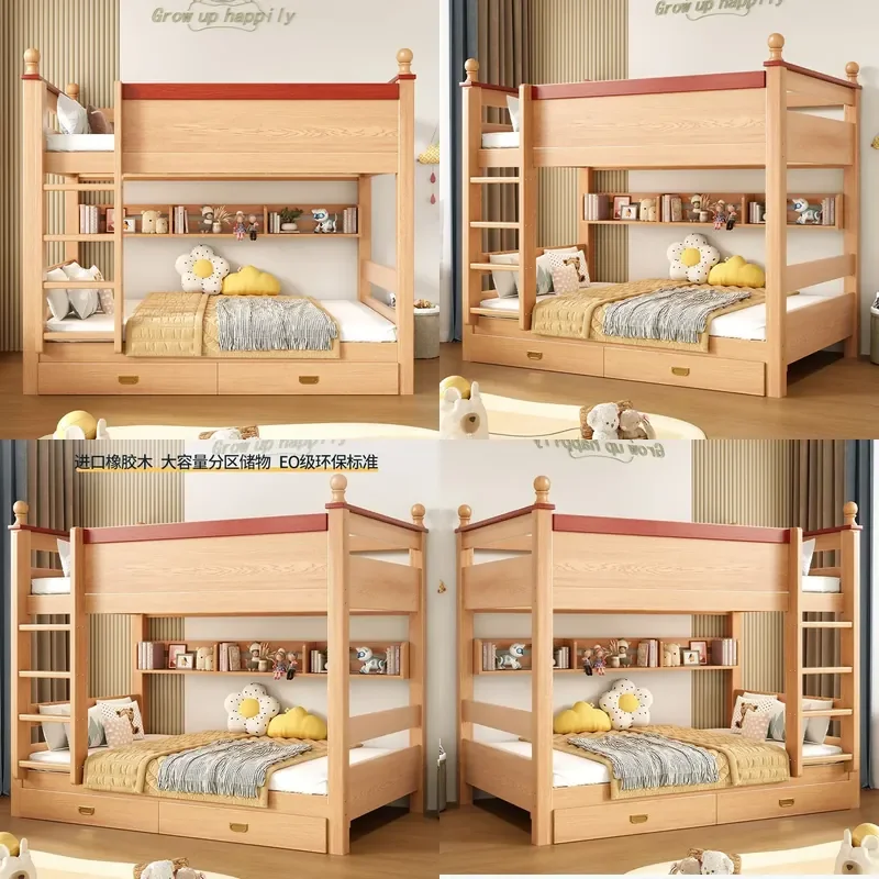 For Solid Wood Bunk Beds Economical High Low Bed Simple Small Apartment Second Floor Household Childrens Furniture Space