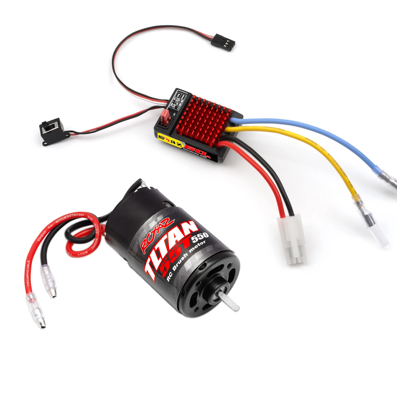 RCXAZ Brushed Power Kit 550 Motor 60/320A ESC BEC 6V/2A Geeignet für 1/10 Crawler Offroad Truck Buggy TRX4 TRX6 Axial SCX10 II III Redcat Gen7 Gen8 V2 RC4WD D90 RC Auto Upgrade-Teile