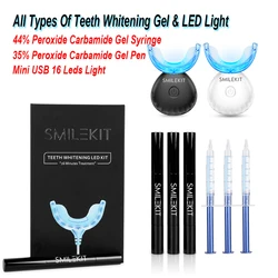 Mini LED Light Teeth Whitening Lamp 35% 44% Peroxide Carbamide Gel Syringe Dental Tooth Bleach System Dentist Clinic Tool Supply