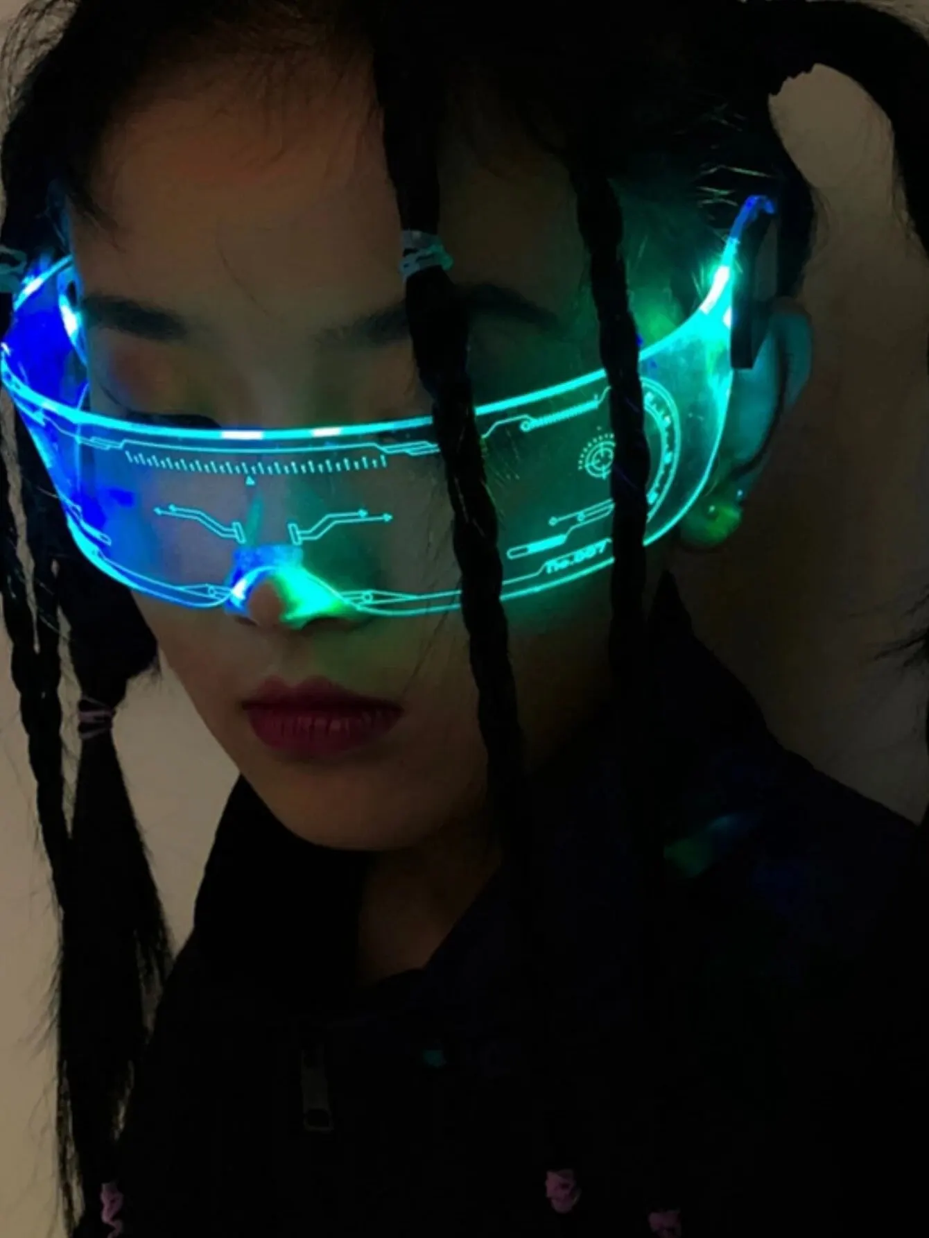 A Pair of PC Colorful LED Luminous Glasses Party Bar Music Festival Cross-border Technology Glasses Disco Dancing SCI-FI Glasses