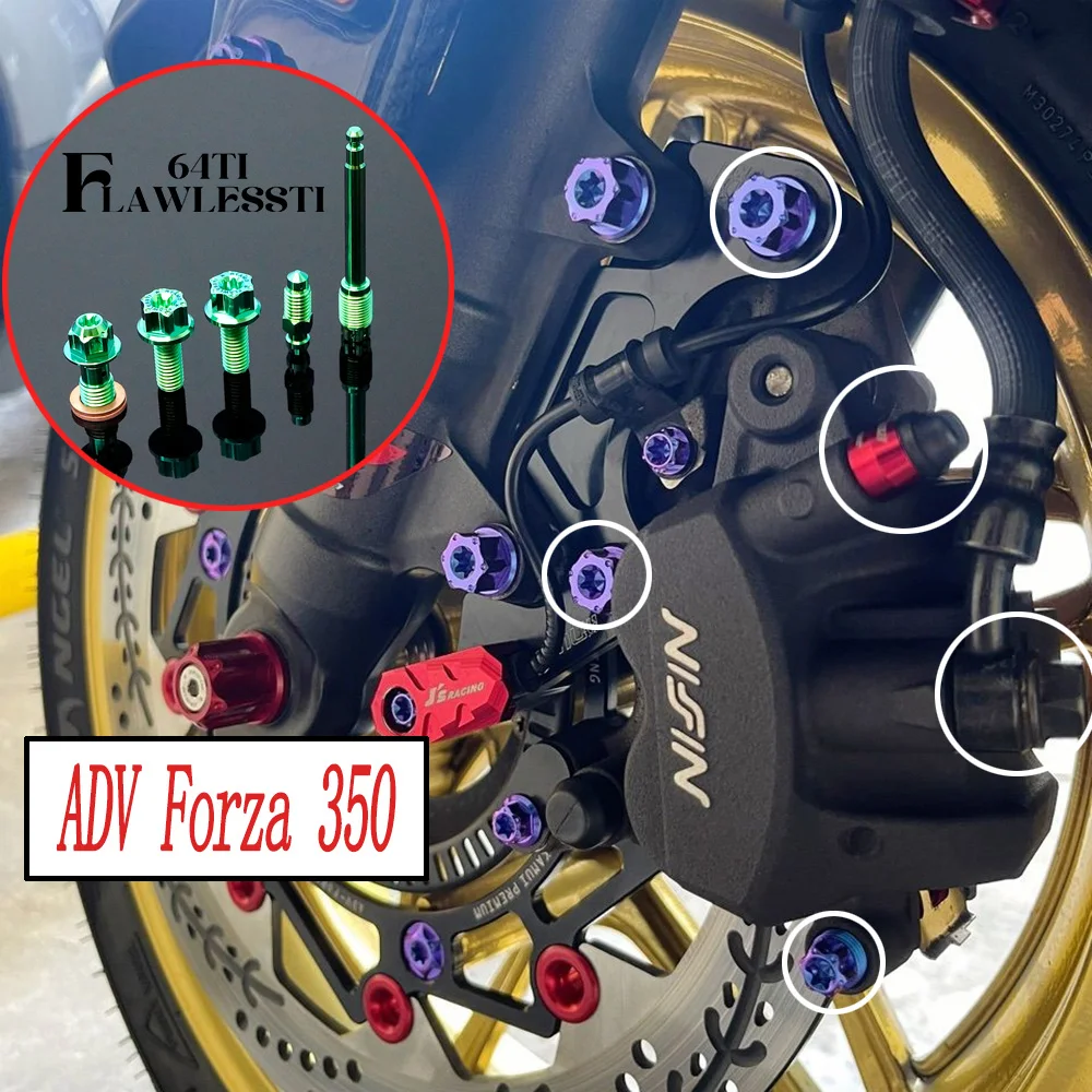 FLAWLESSTI Gr5 Titanium Bolt Nissin Front Brake Caliper Bolt Set For Forza 350 ADV 350