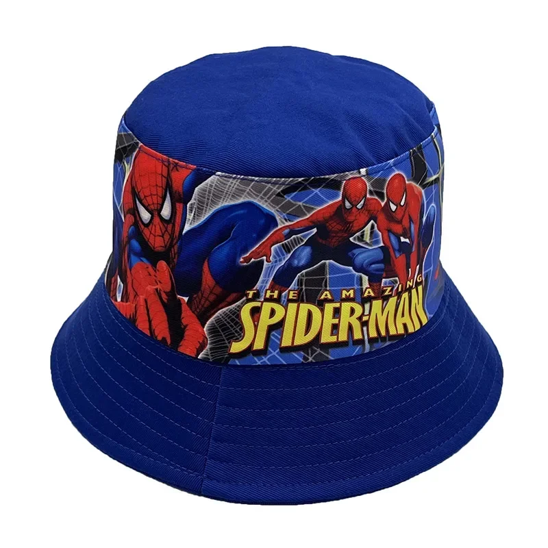 Disney Kids Caps Cartoon Spider Bucket Hats for Boys Girls Fashion Outdoor Sunscreen Fisherman Caps Children Accessories