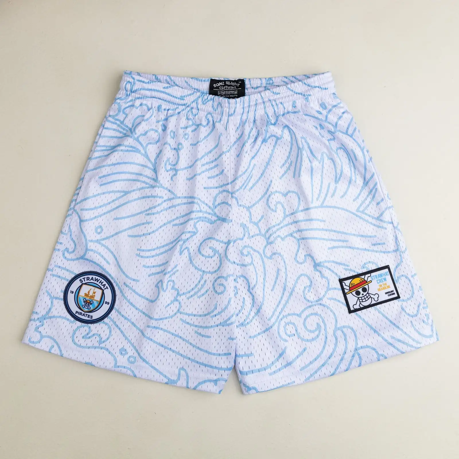 One Piece Straw Hat Pirates Wave Mesh Shorts Men Women Summer Quick Dry Breathable Sports Gym Casual Jogger Shorts