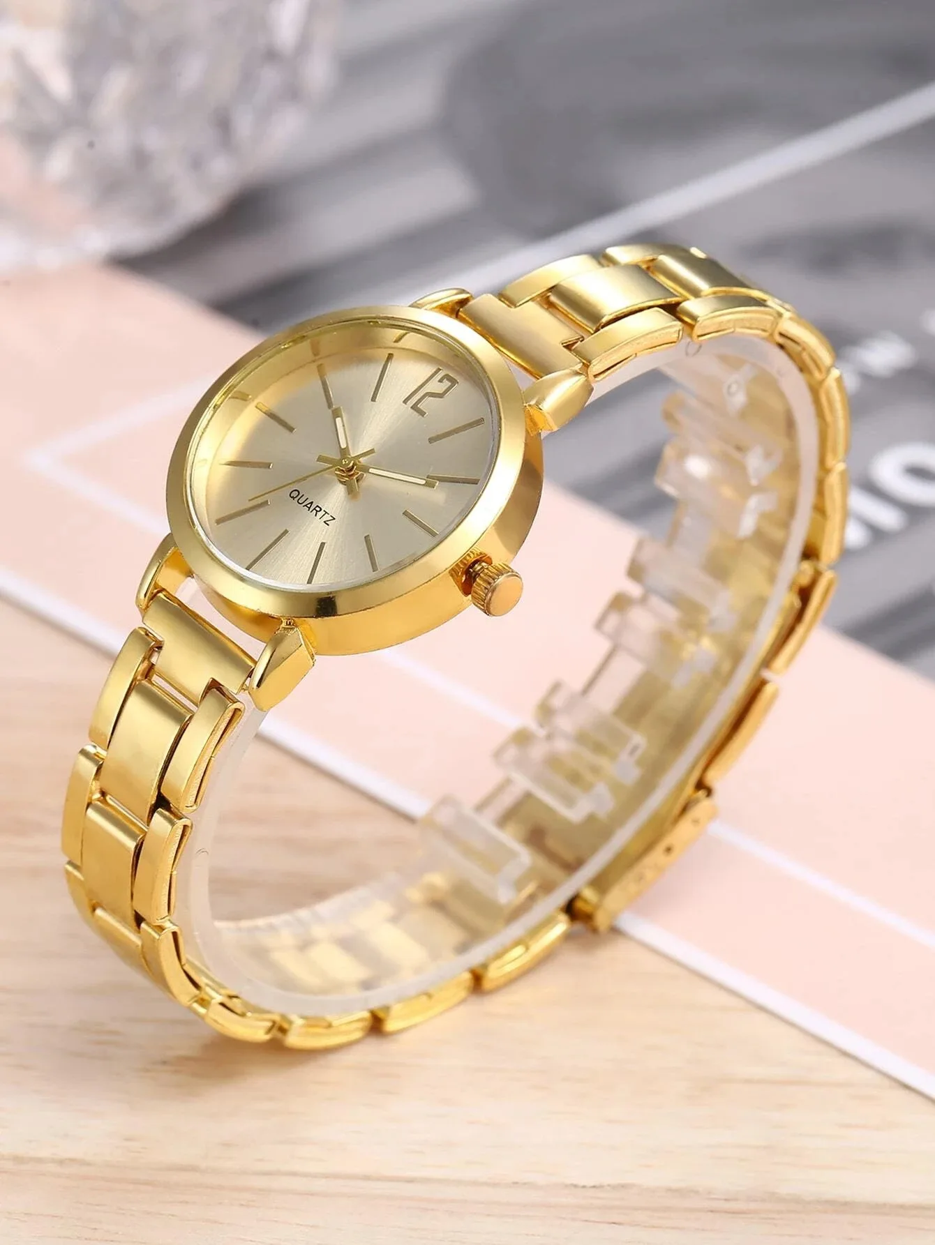 5pcs Luxury Watch Women Ring Necklace Earrings Bracelet Set Watches Silver Leather Strap Ladies Quartz WristWatch No Box Montre