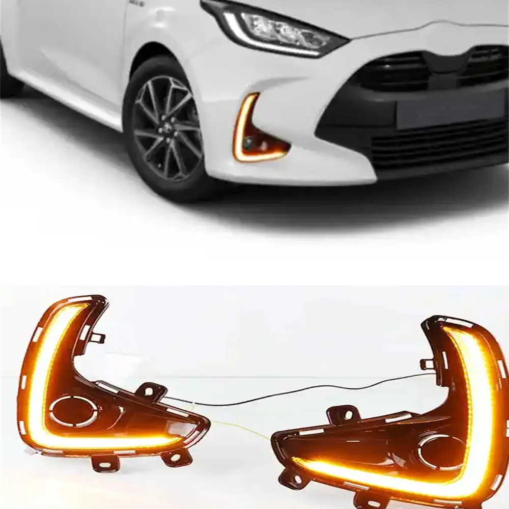 2 Pcs Drl For Toyota Yaris Hatchback 2020-2021 Drl Fog Lamp Daytime Running Light