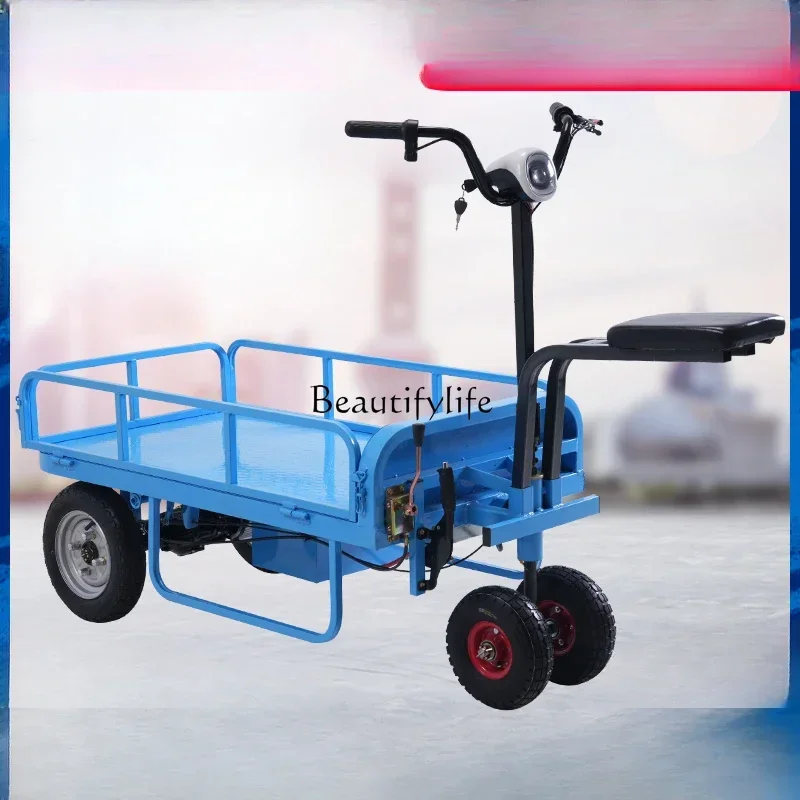 Electric Flat Truck Four-Wheel Dining Cart Warehouse Cart