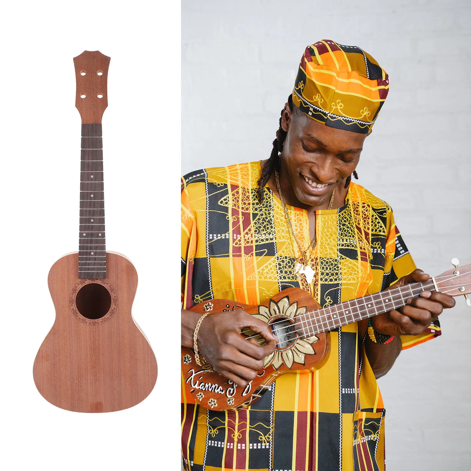 

1Set Ukulele DIY Kit Handmade Paintable Materials Assorted Color DIY Ukulele Assembly Musical Instrument Set Paintable Ukelele