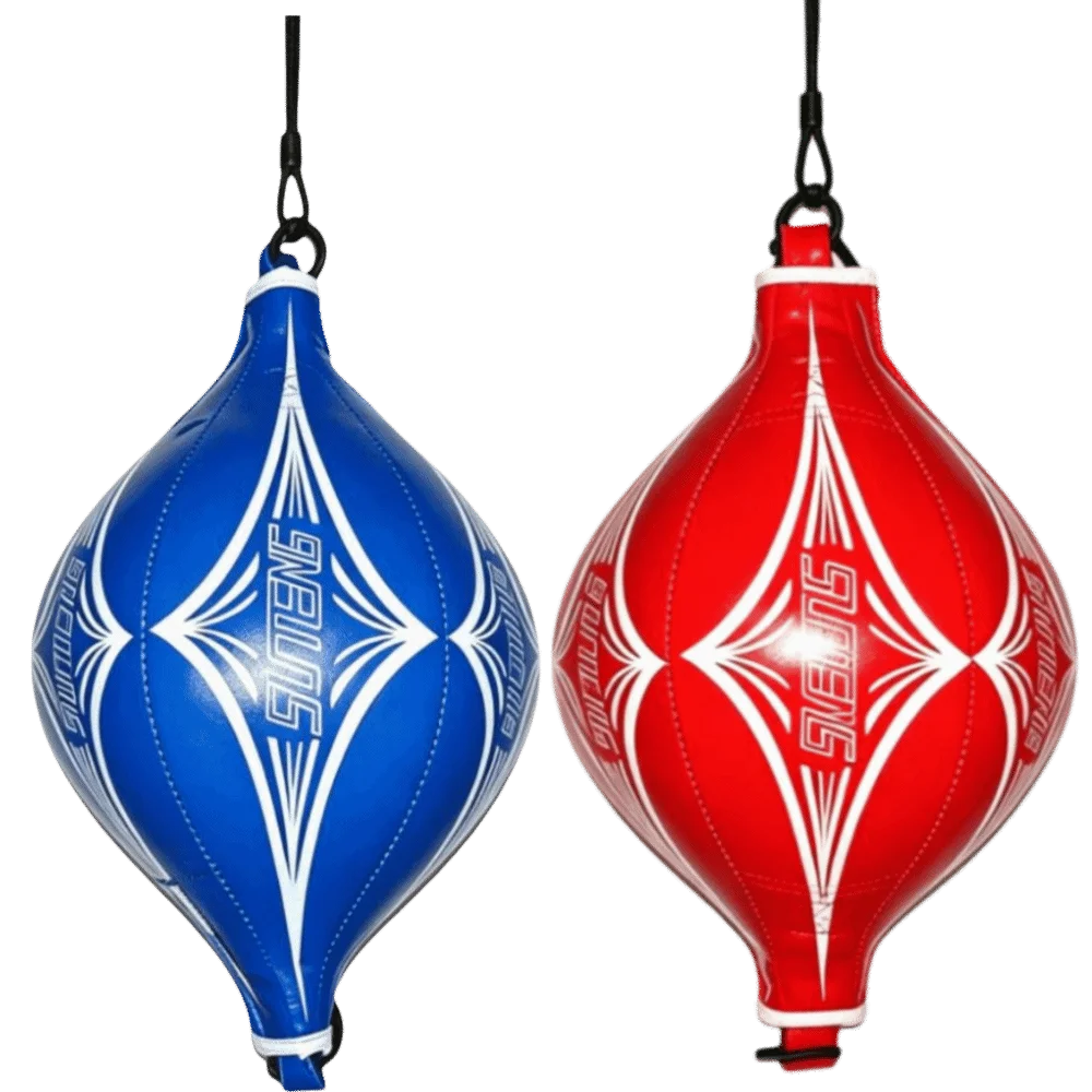 PU Material Boxing Speed Ball Double End Design Red Ball with White Rhombus Texture Double End Boxing Bag