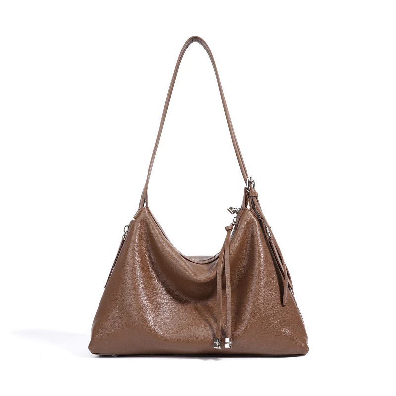 

Trendy Casual Soft Genuine Leather Women's Handbags Large Capacity Female Shoulder Bag Retro Tote Bag for Commute Shopping Purse