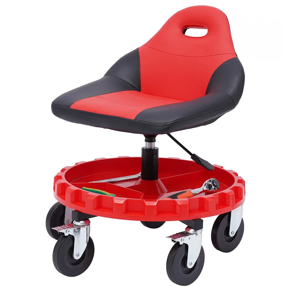 Mechanics Work Seat Chair Adjustable Height Rolling Shop Stool Roll Swivel Tool Garage Pneumatic Stool for Auto Repair Shop