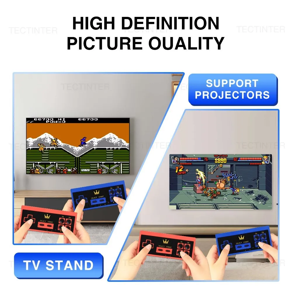 عصا ألعاب 8 بت كينج 4K HD TV لعبة فيديو وحدة تحكم مدمجة 3300 + ألعاب لـ PCE FC GBC GB وحدة تحكم ألعاب لاسلكية محمولة